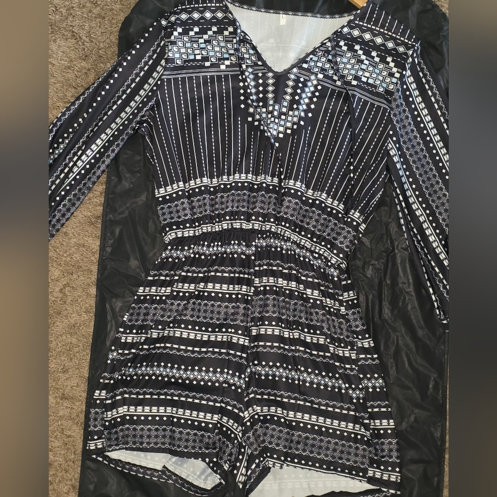 Black and White Patterned Jumpsuit